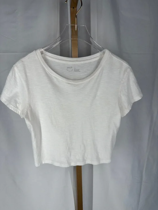 Aerie 100% Cotton Cropped Tee Shirt Top - Small - White - Picture 4 of 10